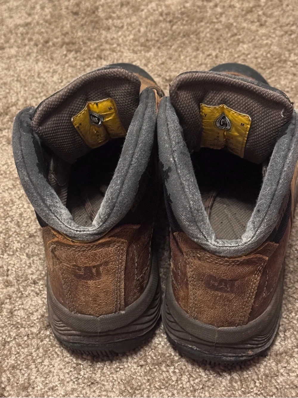 Caterpillar Steel Toe Work Boots Mens 7 Brown Leather Lace Up Workwear Logo